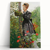 Classical Realism Painting - Woman in Garden Realistic Wall Art