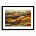Abstract art print featuring textured swirls in autumnal colors on a large canvas, ideal for living room decor.