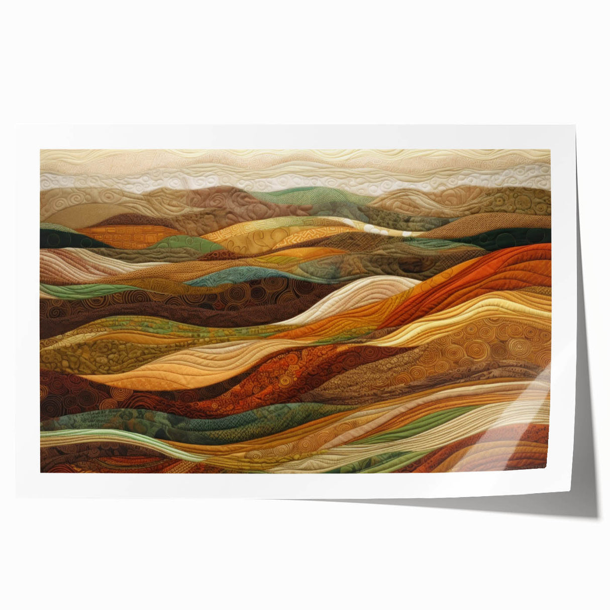 Rolled canvas print depicting autumnal floral scene in rich orange and red tones, suitable for dining room wall art.