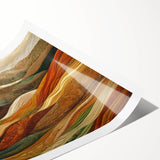 Extra large wall art featuring line art flowers in muted earth tones on a rolled canvas, ideal for large living room decor.