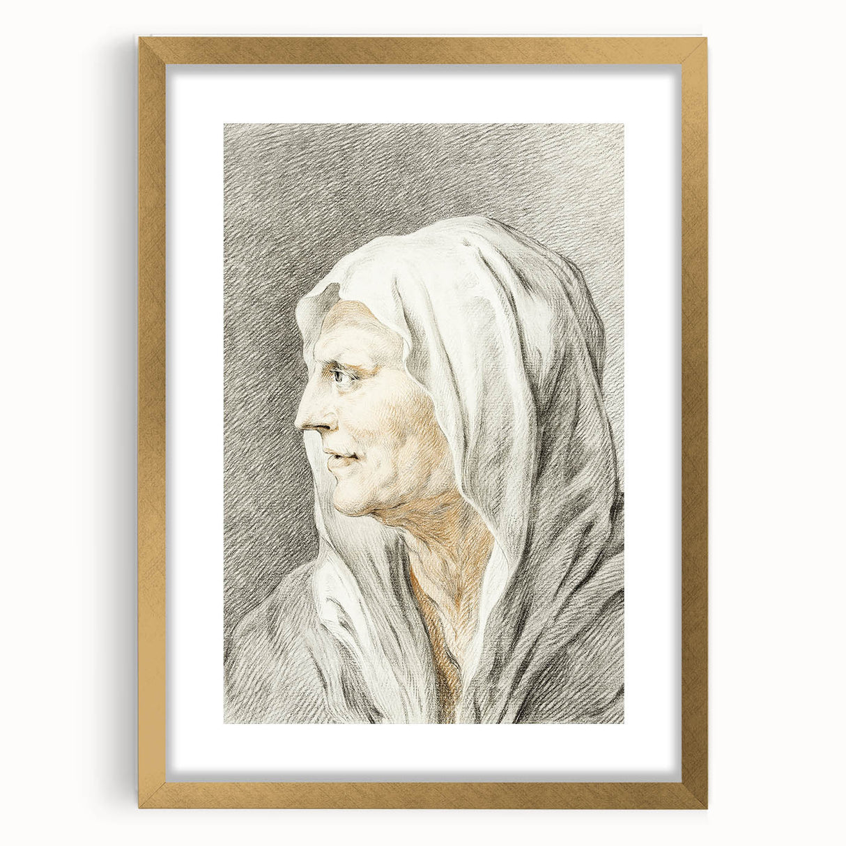 Classic Romantic Paintings: Portrait of an Elderly Woman in Romantic Style