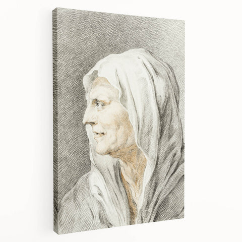 Classic Romantic Paintings: Portrait of an Elderly Woman in Romantic Style