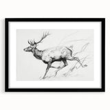 Abstract figurative wall art frame in black with a mat, showcasing unique artistic design elements that enhance modern interior decor, front view display.