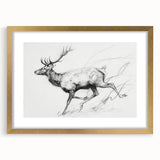 Abstract figurative artwork framed in gold, showcasing a blend of vibrant colors and shapes. Ideal for modern home decor, adding elegance to any space.