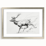 Abstract figurative artwork framed in silver, showcasing a modern design with a mat finish. Perfect for contemporary home decor, enhancing any living space.