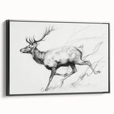 Framed abstract figurative canvas art in black, showcasing a modern design with bold lines and shapes, perfect for contemporary home decor.