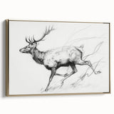 Framed abstract figurative canvas artwork with gold accents, showcasing a modern design and elegant side view, perfect for contemporary home decor.