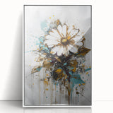Framed acrylic artwork showcasing abstract floral designs in vibrant colors, set against a white background, perfect for modern home decor.