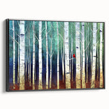 Framed abstract landscape canvas artwork showcasing vibrant colors, accented with a sleek black frame, ideal for modern home decor or office spaces.