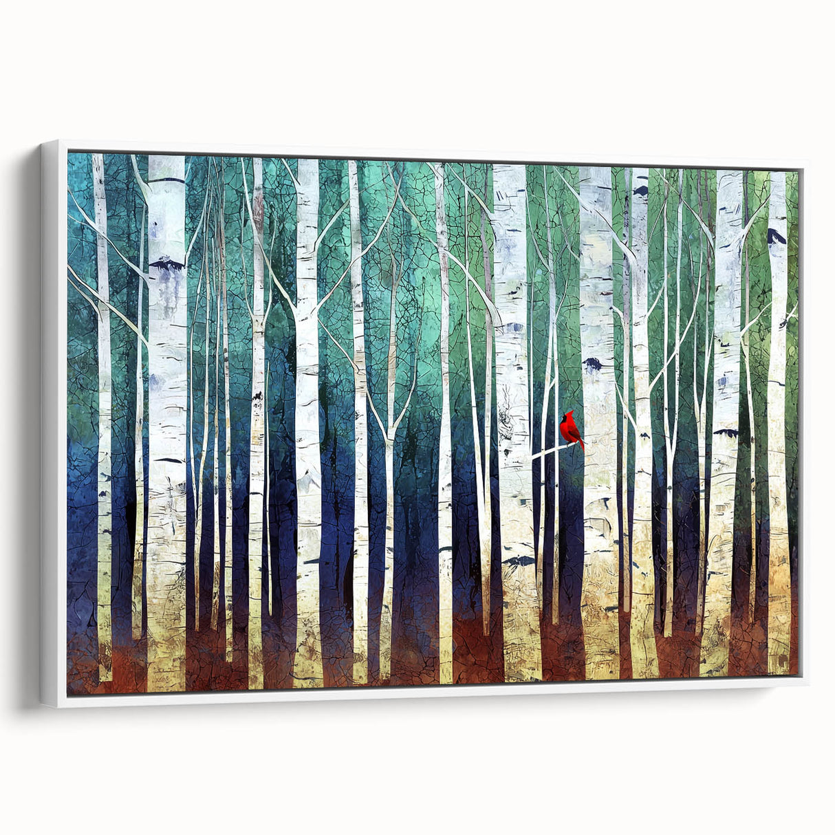 Framed canvas artwork showcasing an abstract landscape in soft earth tones, displayed in a sleek white frame, enhancing modern home decor aesthetics.