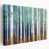 Abstract landscape stretched canvas artwork showcasing vibrant colors and dynamic shapes, viewed from the side to highlight its textured surface and depth. Perfect for modern home decor, this piece adds a unique artistic touch to any living space.