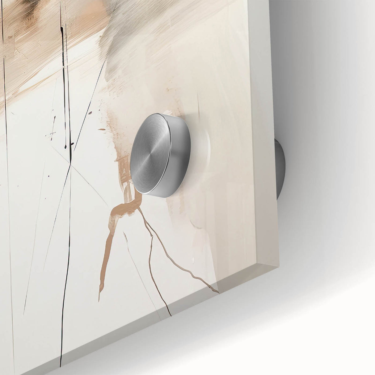 Close-up of an abstract minimalist wall art piece, showcasing vibrant colors and smooth acrylic glass texture, perfect for modern decor and artistic interiors.