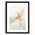 Abstract minimalist wall art framed in black with a white mat, showcasing geometric shapes and soft colors, perfect for modern home decor.
