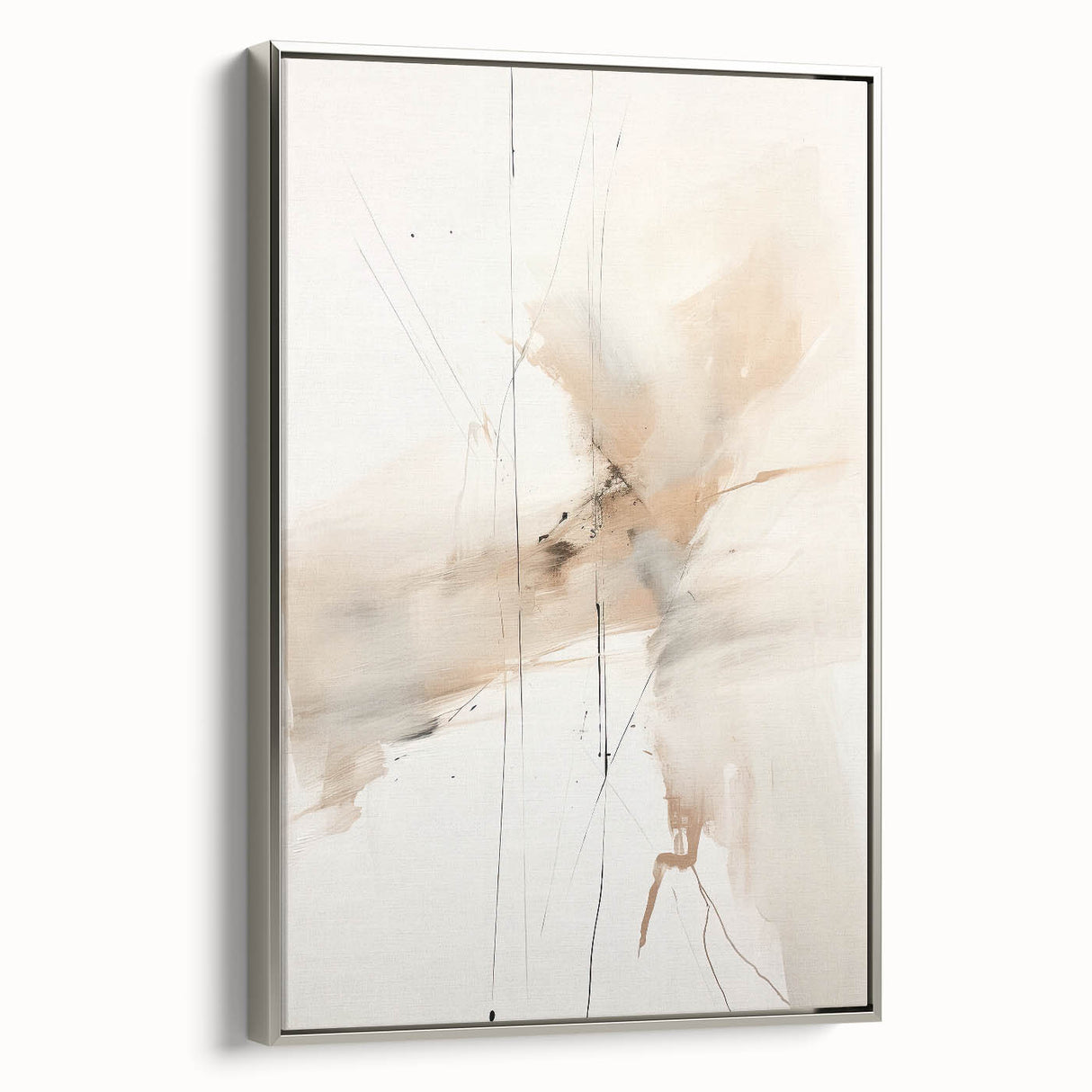 Abstract minimalist wall art in a sleek silver frame, showcasing a contemporary design that enhances modern interiors. Ideal for stylish home decor or office spaces.