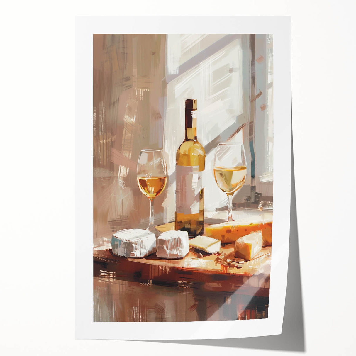 Extra large rolled print of floral art in soft pastel shades, ideal for dining room or bathroom wall decor.
