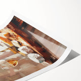 Extra large rolled print featuring line art flowers in monochrome, ideal for large living room wall art.