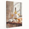 Large canvas print of assorted fruits and beverages in bold, colorful tones, suitable for kitchen wall art.