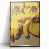 Large abstract wall art featuring assorted fruits in vibrant colors on a black acrylic framed print.