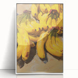 Art deco poster featuring vibrant array of fruits on white acrylic, framed, ideal for modern nursery wall decor.
