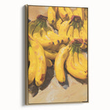 Framed canvas featuring a vintage poster art of assorted fruits in vibrant colors, ideal for bedroom wall decor.