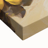 Large art of a close-up landscape painting of fruits on stretched canvas in black and white, ideal for bedroom decor.