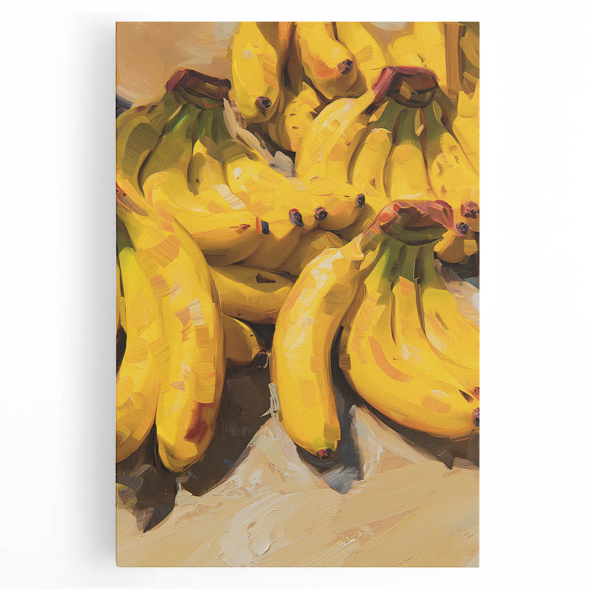 Large black and white canvas of assorted fruits, ideal for kitchen wall art.