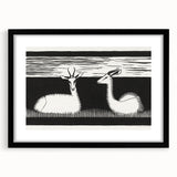 Modern Gazelle Wall Art - Minimalist Black and White Contemporary Decor