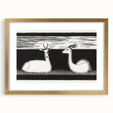 Modern Gazelle Wall Art - Minimalist Black and White Contemporary Decor