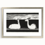 Modern Gazelle Wall Art - Minimalist Black and White Contemporary Decor