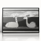 Modern Gazelle Wall Art - Minimalist Black and White Contemporary Decor