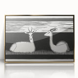 Modern Gazelle Wall Art - Minimalist Black and White Contemporary Decor