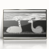 Modern Gazelle Wall Art - Minimalist Black and White Contemporary Decor
