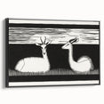 Modern Gazelle Wall Art - Minimalist Black and White Contemporary Decor