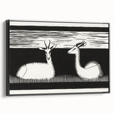 Modern Gazelle Wall Art - Minimalist Black and White Contemporary Decor
