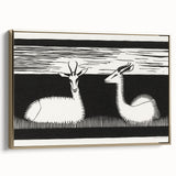 Modern Gazelle Wall Art - Minimalist Black and White Contemporary Decor