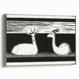 Modern Gazelle Wall Art - Minimalist Black and White Contemporary Decor