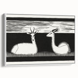 Modern Gazelle Wall Art - Minimalist Black and White Contemporary Decor