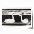 Modern Gazelle Wall Art - Minimalist Black and White Contemporary Decor