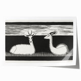 Modern Gazelle Wall Art - Minimalist Black and White Contemporary Decor