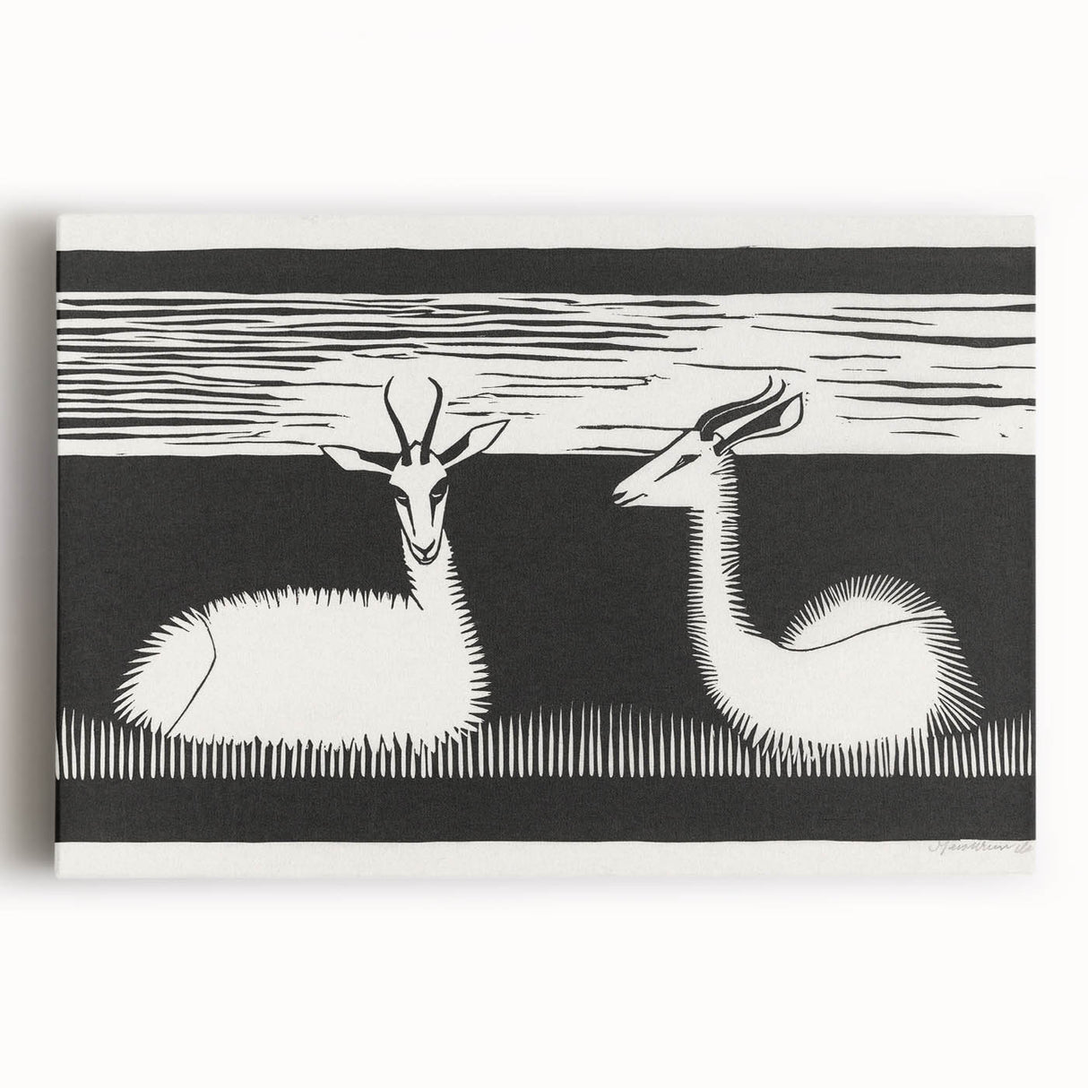 Modern Gazelle Wall Art - Minimalist Black and White Contemporary Decor