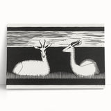 Modern Gazelle Wall Art - Minimalist Black and White Contemporary Decor