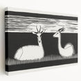 Modern Gazelle Wall Art - Minimalist Black and White Contemporary Decor