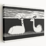 Modern Gazelle Wall Art - Minimalist Black and White Contemporary Decor
