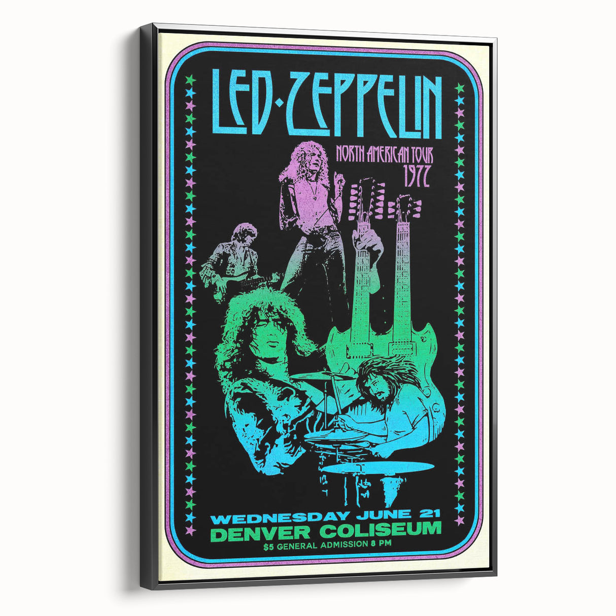 Led Zeppelin 1972 North American Tour Poster | Retro Music Wall Art