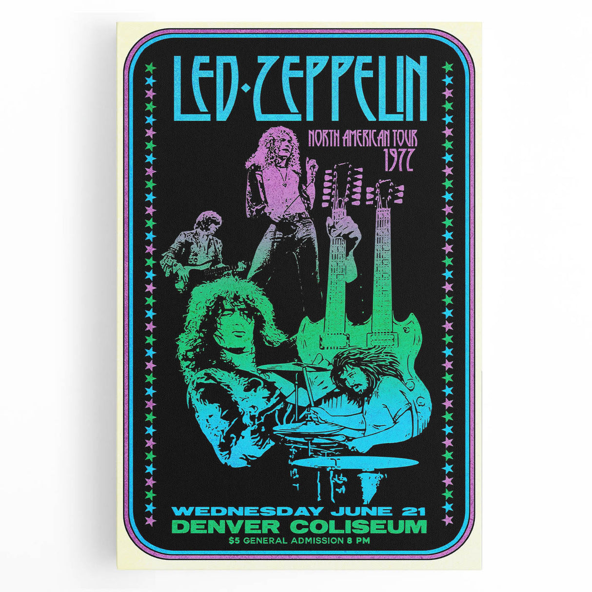 Led Zeppelin 1972 North American Tour Poster | Retro Music Wall Art