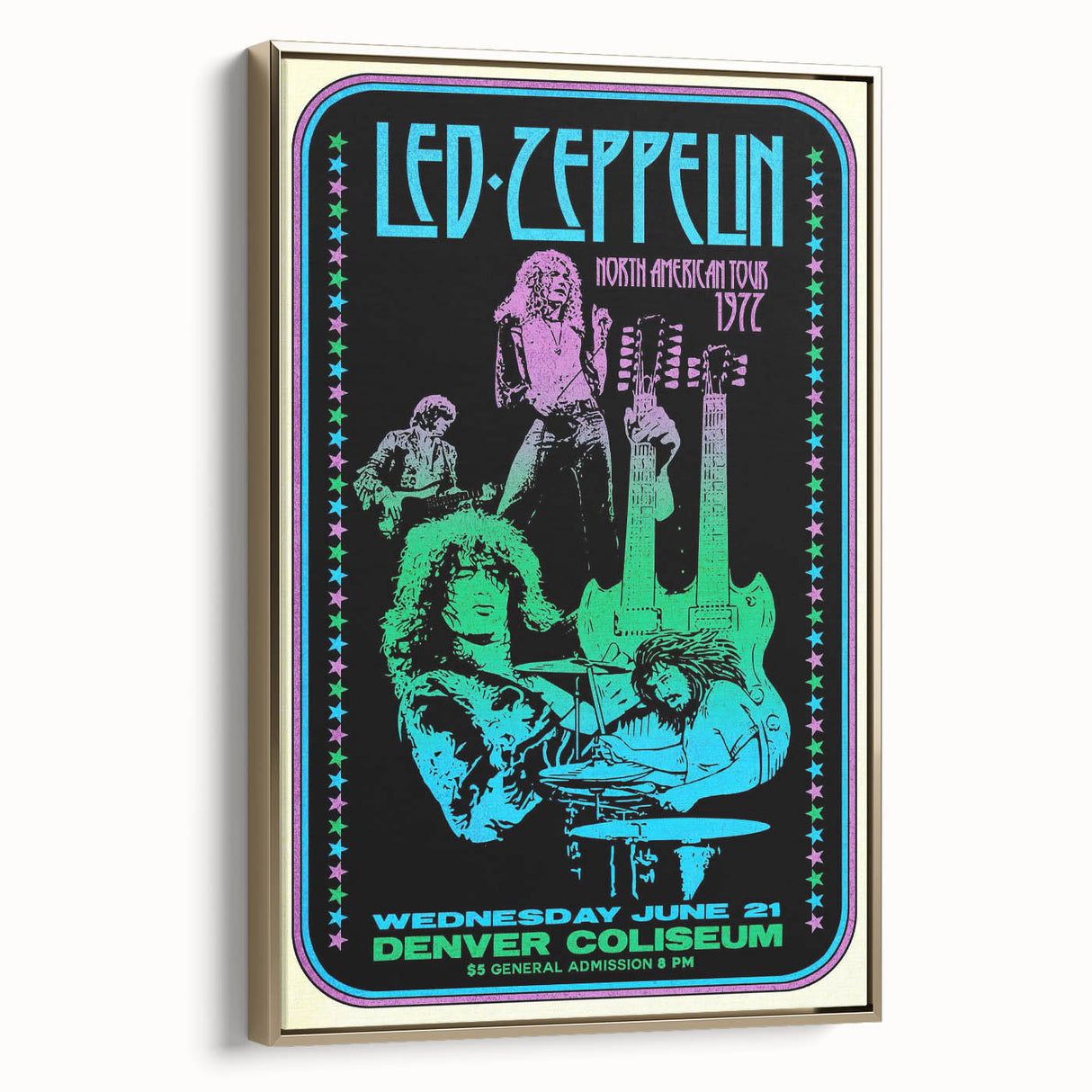 Led Zeppelin 1972 North American Tour Poster | Retro Music Wall Art