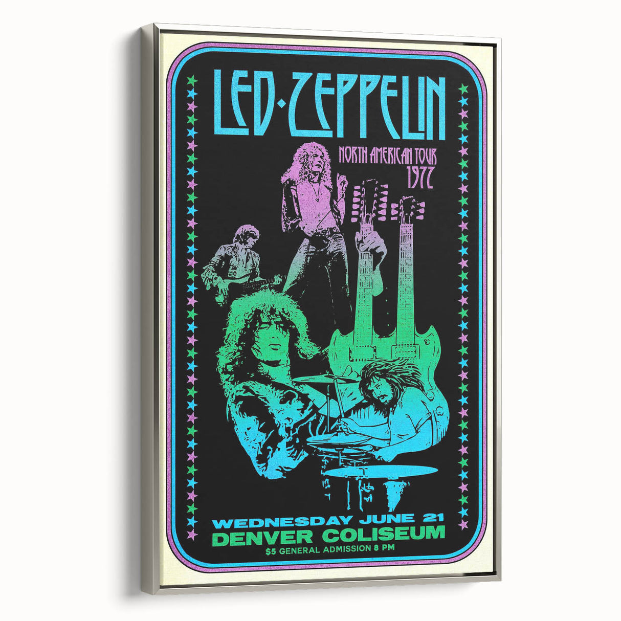 Led Zeppelin 1972 North American Tour Poster | Retro Music Wall Art