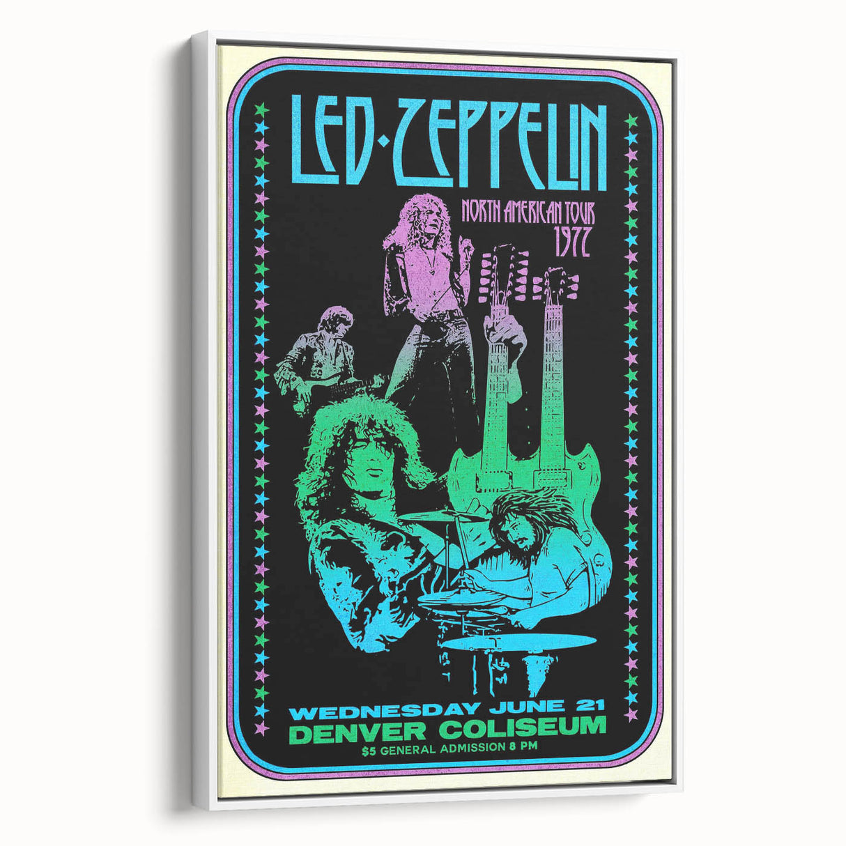 Led Zeppelin 1972 North American Tour Poster | Retro Music Wall Art