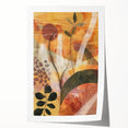 Extra large rolled print of autumn-themed floral art in warm red and orange tones.