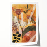 Extra large rolled print of autumn-themed floral art in warm red and orange tones.